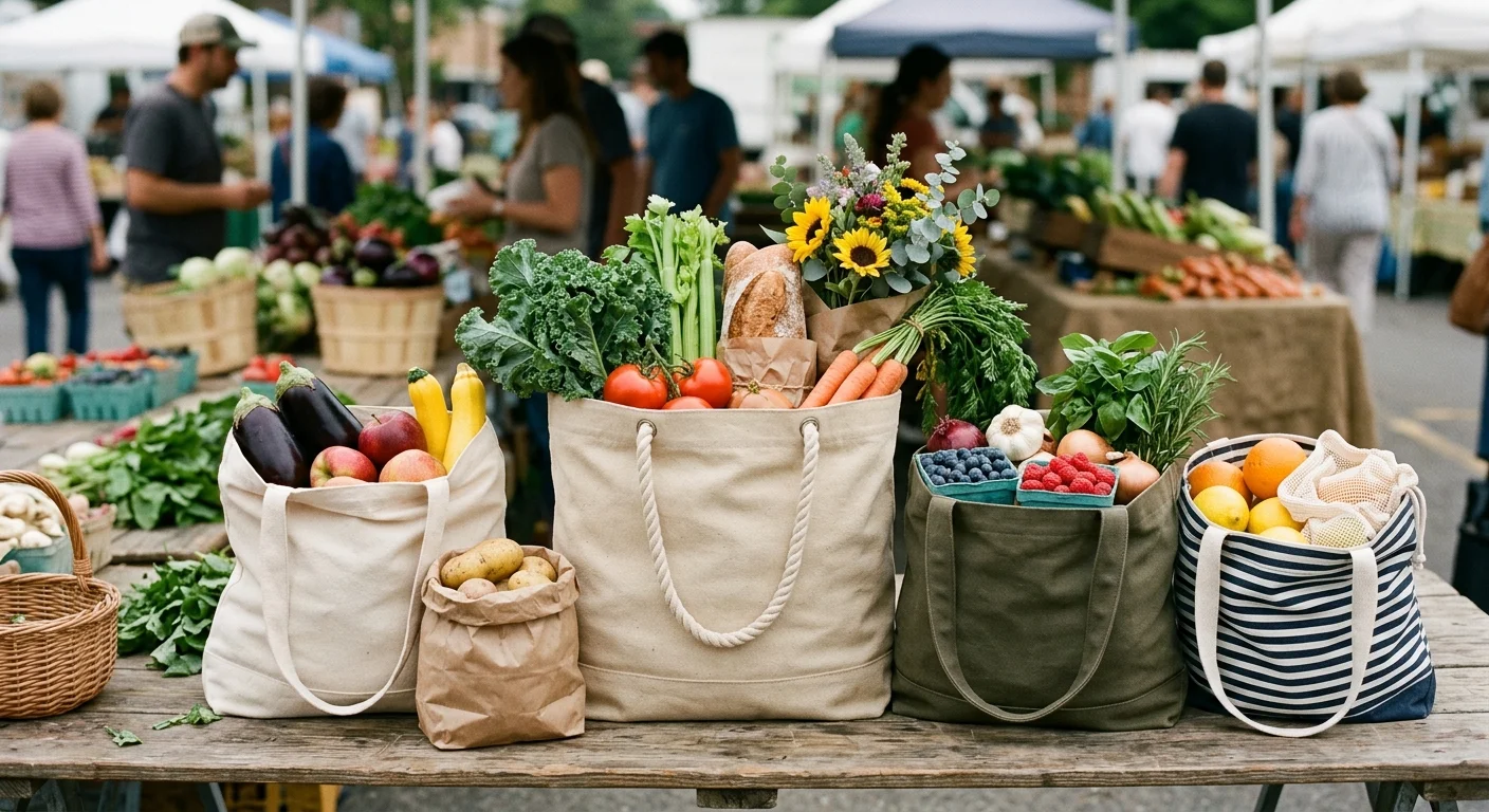 Grocery & Farmers Markets The Sustainable Shopping Companion — custom tote bags